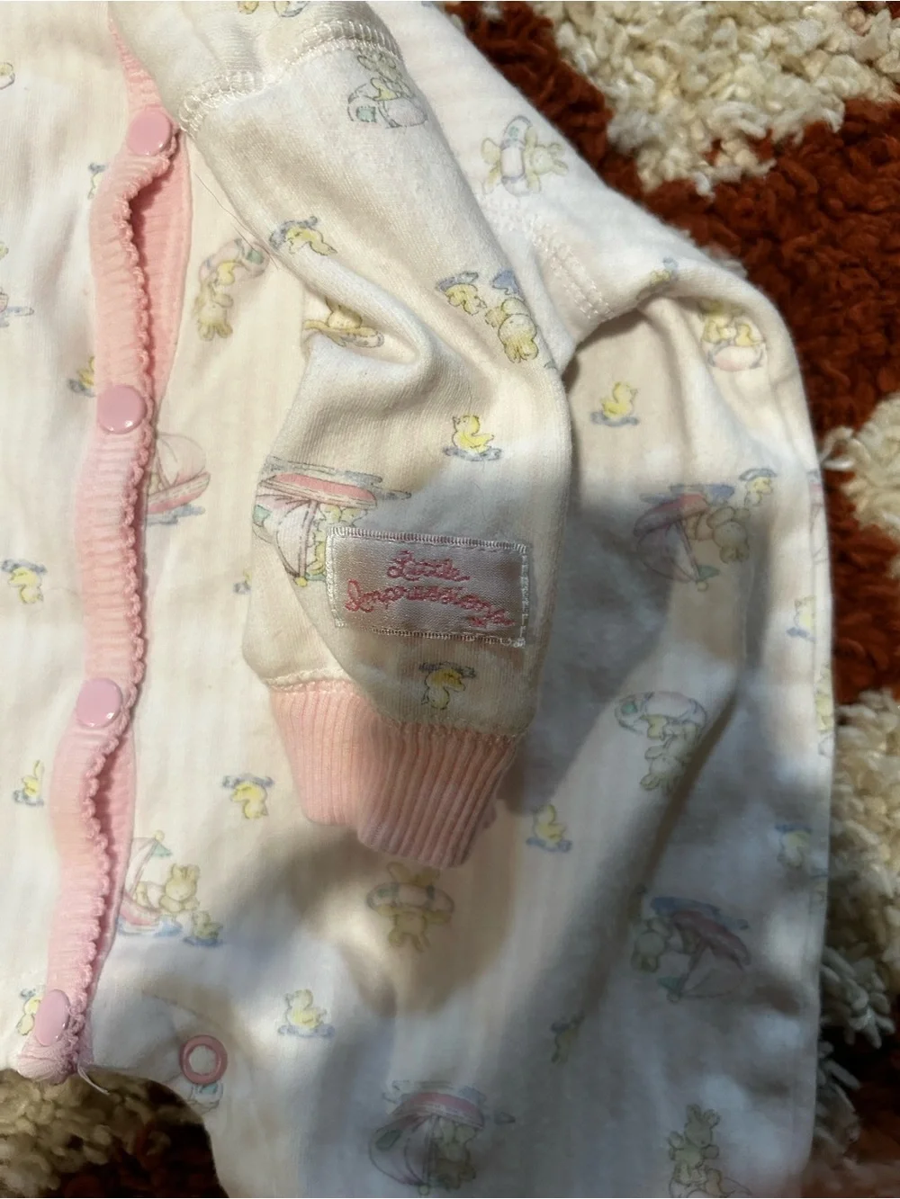 Vintage Little Impressions Pink Trim Baby One-Piece Romper